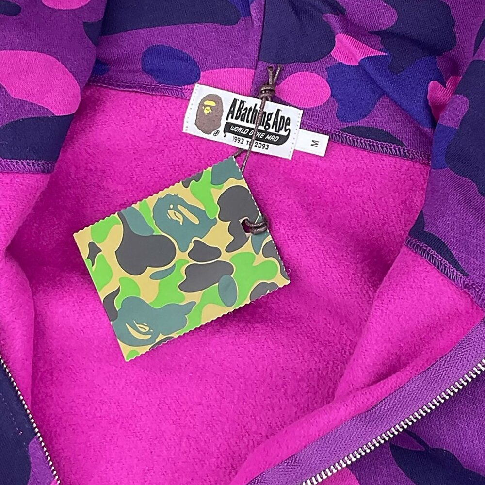 BAPE Color Camo Shark WGM Full Zip Hoodie Purple | A Bathing Ape - Picture 7 of 12